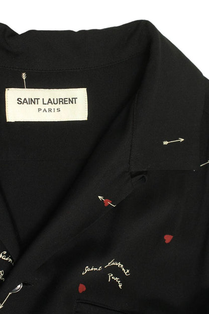 Saint Laurent Paris 21SS Print Short Sleeve Shirt Black Size 36
