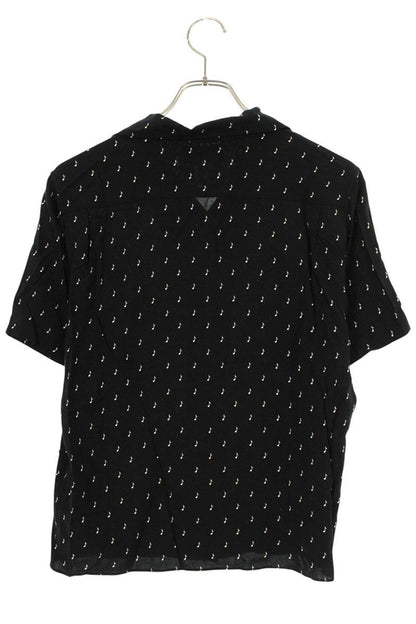 CELINE Music Note Viscose Short Sleeve Shirt Black Size XXL