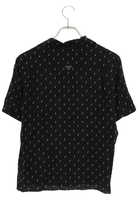 CELINE Music Note Viscose Short Sleeve Shirt Black Size XXL