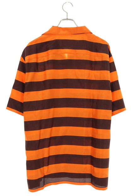 PRADA Border Silk Triangle Patch SS Shirt Orange Size XXL