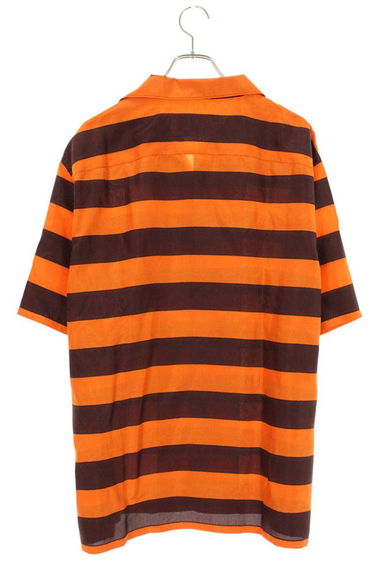 PRADA Border Silk Triangle Patch SS Shirt Orange Size XXL