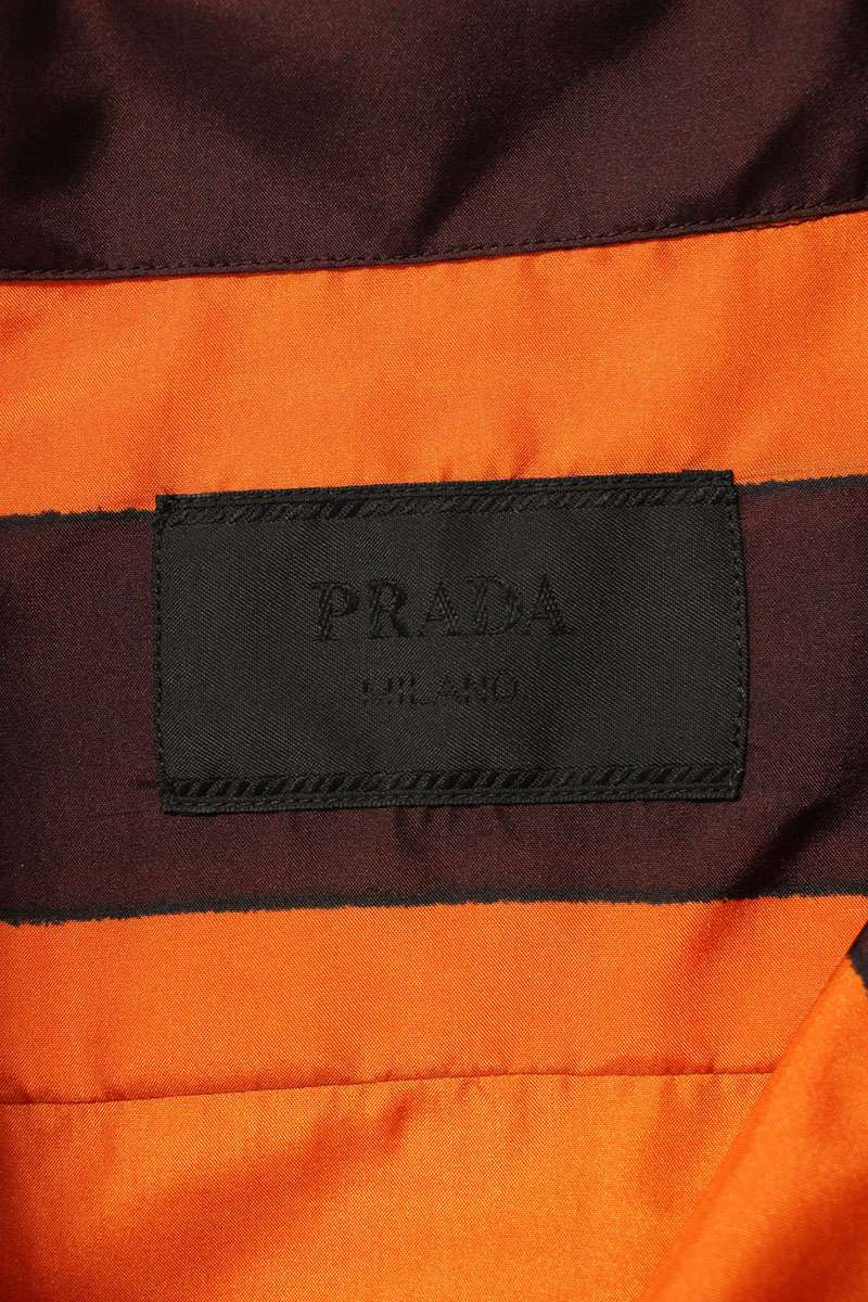 PRADA Border Silk Triangle Patch SS Shirt Orange Size XXL