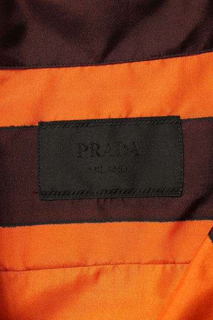 PRADA Border Silk Triangle Patch SS Shirt Orange Size XXL
