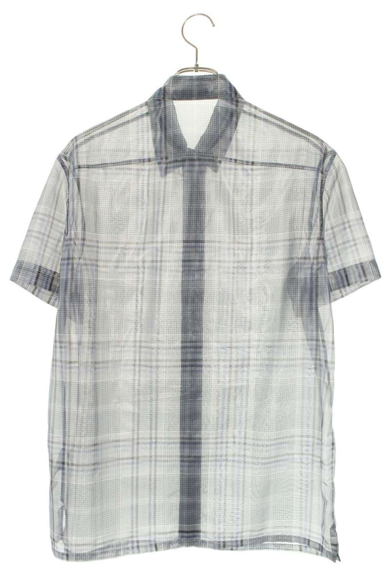 DIOR Nylon Sheer Check Short Sleeve Shirt Blue Size XXL