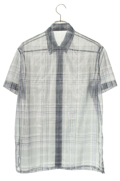DIOR Nylon Sheer Check Short Sleeve Shirt Blue Size XXL