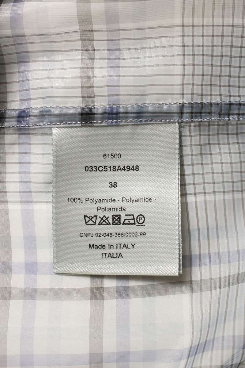 DIOR Nylon Sheer Check Short Sleeve Shirt Blue Size XXL
