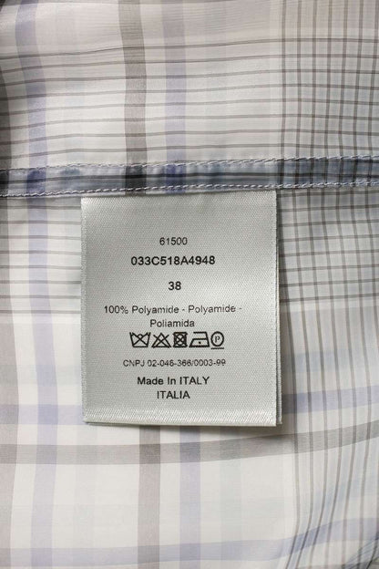 DIOR Nylon Sheer Check Short Sleeve Shirt Blue Size XXL