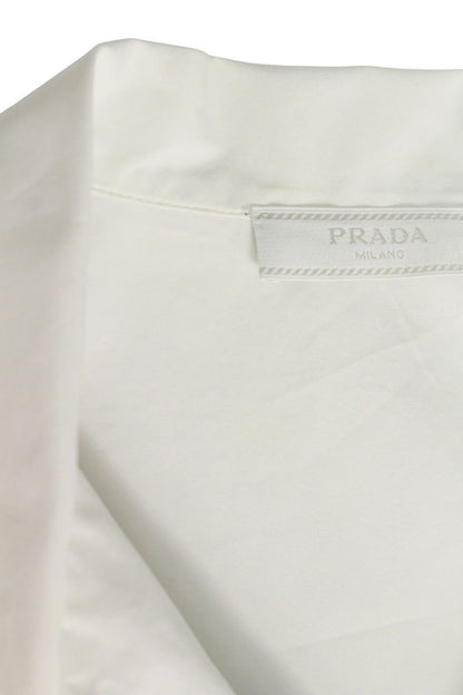 PRADA Cotton Triangle Logo Patch SS Shirt White Size S