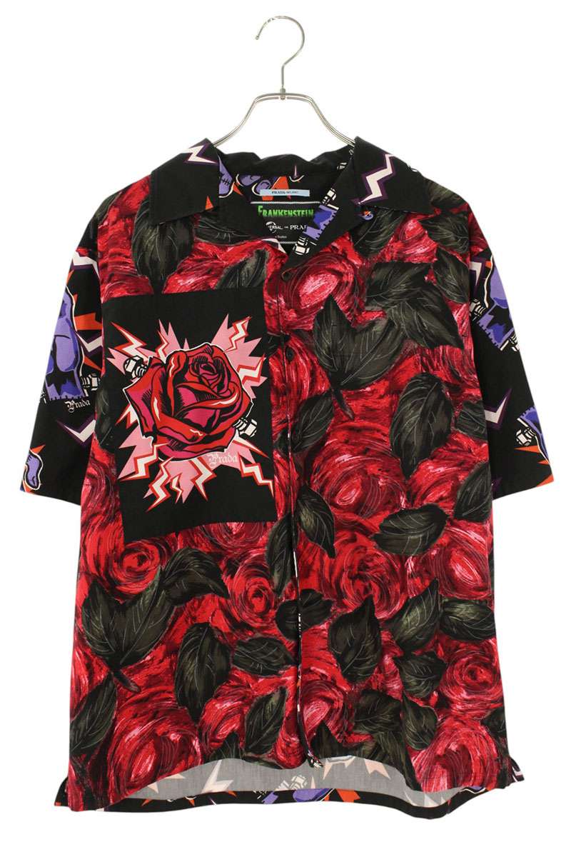 PRADA 19AW Cotton Frankenstein Print SS Shirt Multi Size M