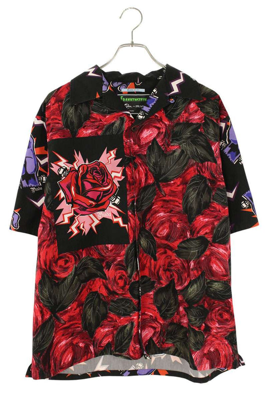 PRADA 19AW Cotton Frankenstein Print SS Shirt Multi Size M