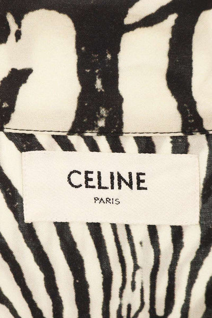 CELINE Rayon Zebra Print Short Sleeve Shirt Multi Size XXS
