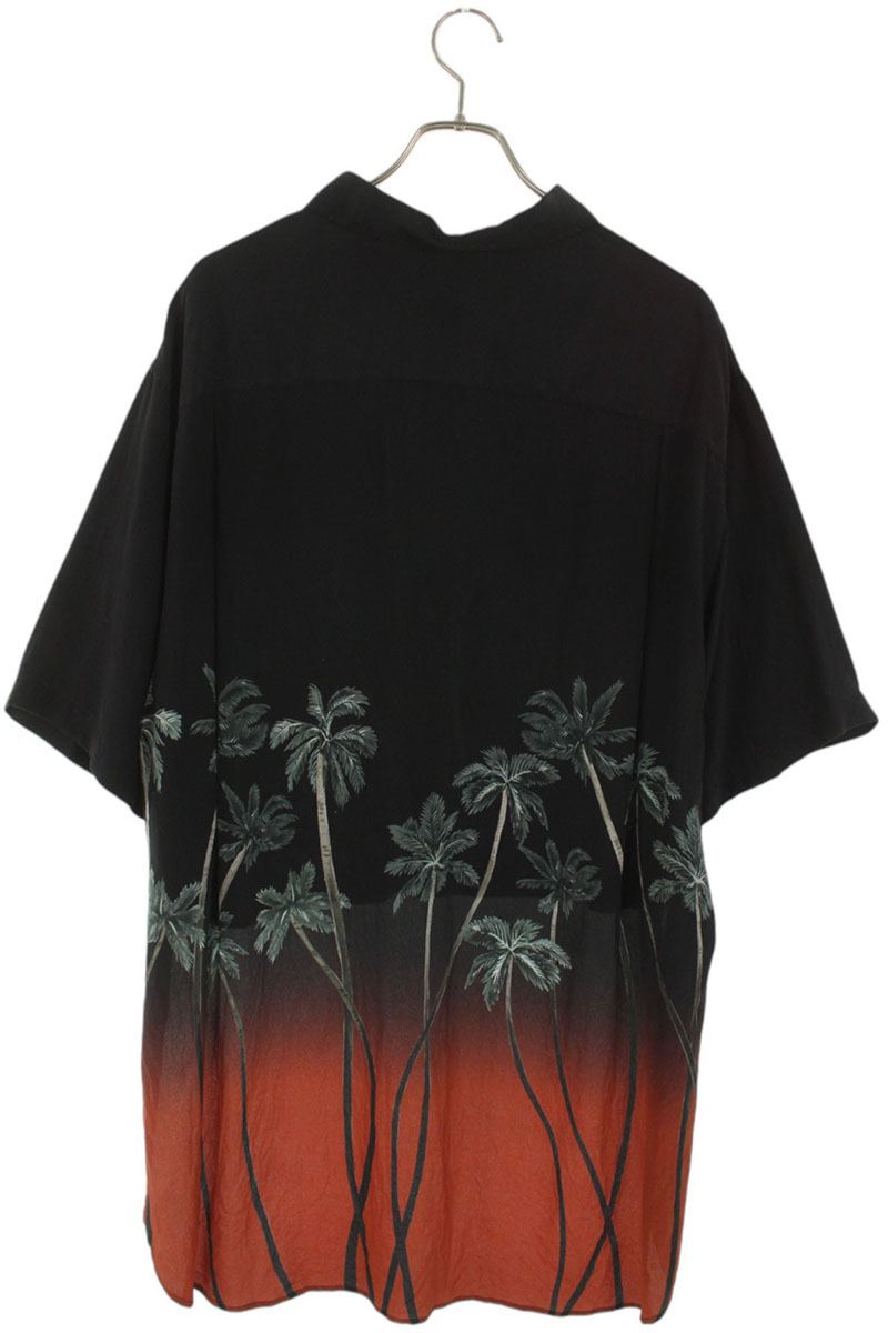 CELINE Silk Sunset Palm Tree Short Sleeve Shirt Black Size S