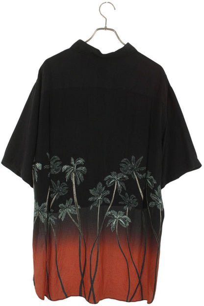 CELINE Silk Sunset Palm Tree Short Sleeve Shirt Black Size S