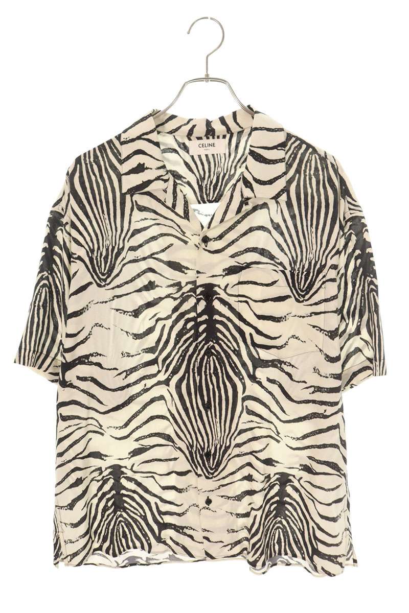 CELINE Zebra Pattern Rayon Short Sleeve Shirt Multi Size XL
