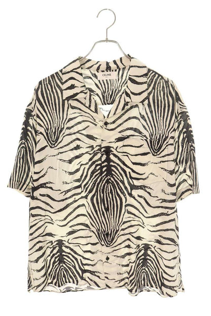 CELINE Zebra Pattern Rayon Short Sleeve Shirt Multi Size XL