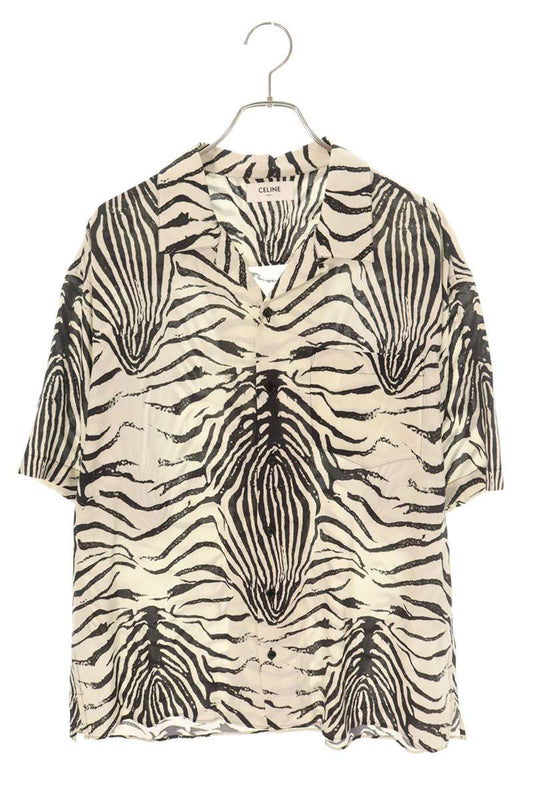 CELINE Zebra Pattern Rayon Short Sleeve Shirt Multi Size XL