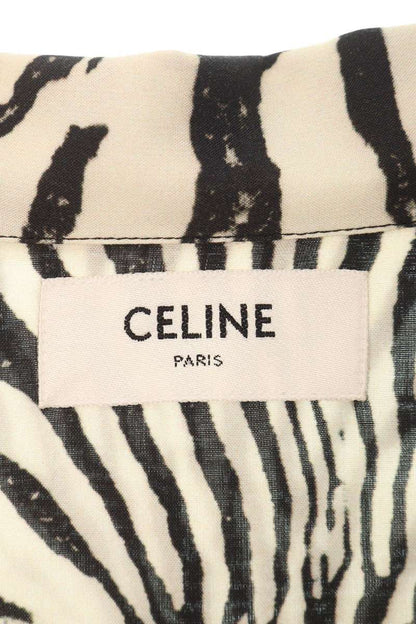 CELINE Zebra Pattern Rayon Short Sleeve Shirt Multi Size XL