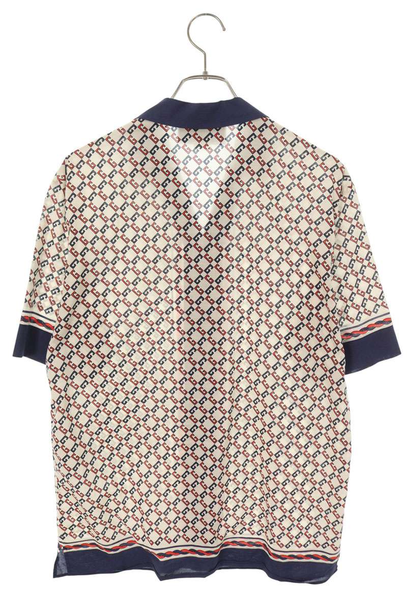 GUCCI All-Over Design Cotton Short Sleeve Shirt White Size S