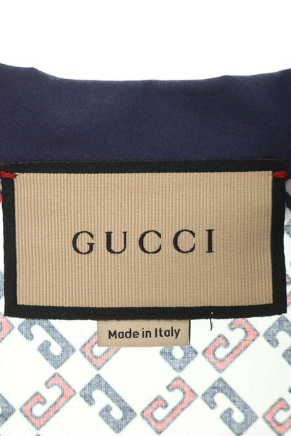 GUCCI All-Over Design Cotton Short Sleeve Shirt White Size S