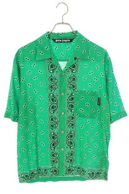 Palm Angels Short Sleeve Shirt Green Size 46