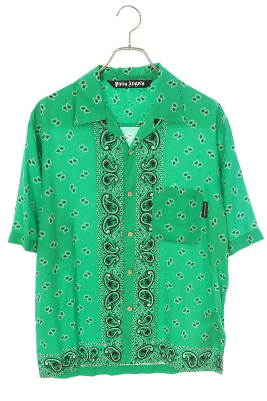 Palm Angels Short Sleeve Shirt Green Size 46