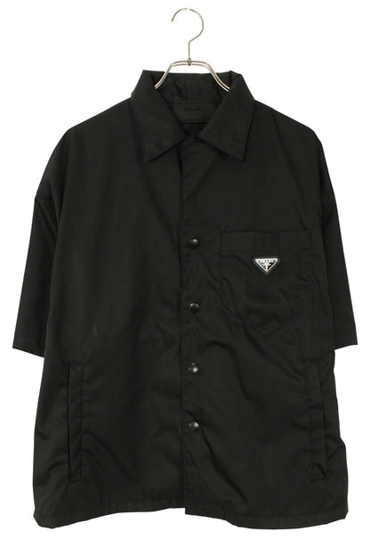 PRADA Re-Nylon Triangle Plate S/S Shirt Black Size M
