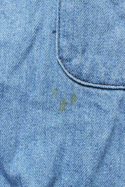 GUCCI Logo Embroidered Cotton Baseball Shirt Blue Size S