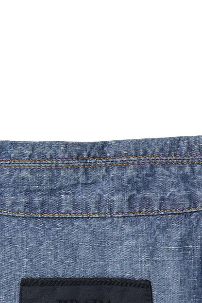 PRADA Triangle Logo Plate Chambray S/S Shirt Blue Size M