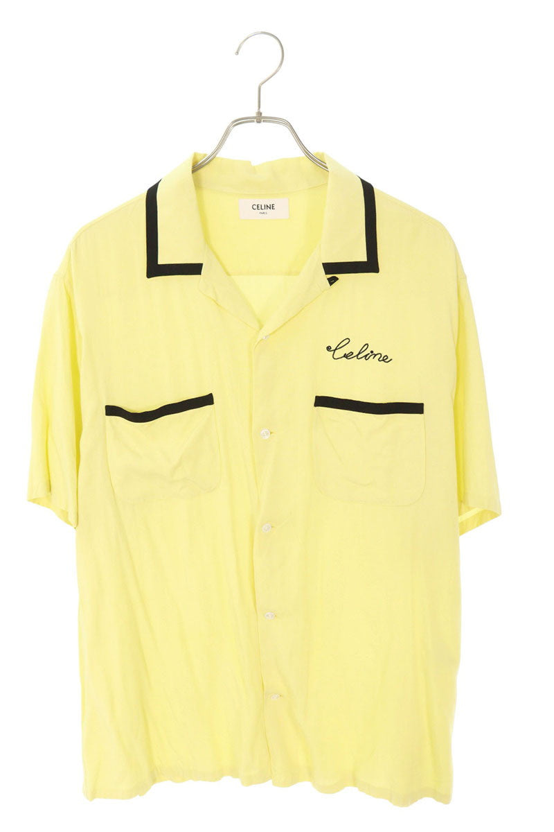 CELINE Logo Embroidered Rayon Loose Bowling Shirt Size XXL