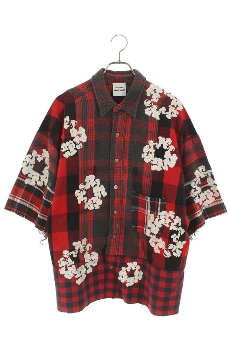 DENIM TEARS Floral Embroidered Check Shirt Multi Size S