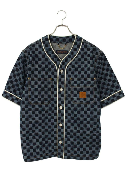 LOUISVUITTON Mini Damier Leather Denim SS Shirt Size S
