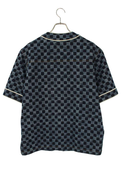 LOUISVUITTON Mini Damier Leather Denim SS Shirt Size S