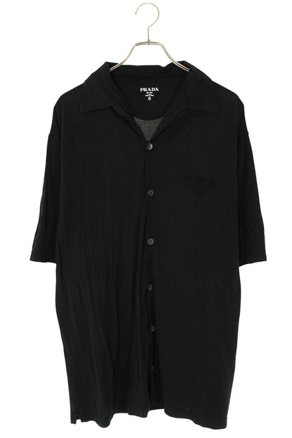 PRADA Triangle Patch Pique S/S Shirt Black Size XL