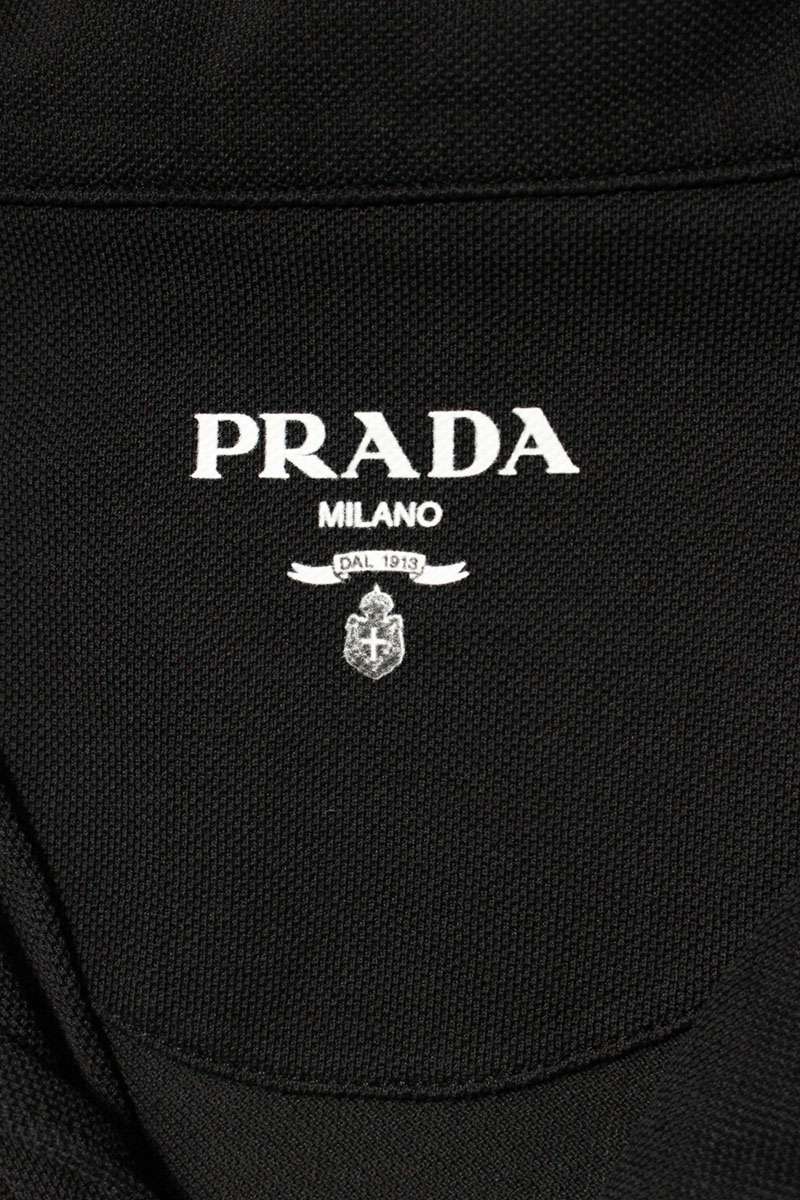 PRADA Triangle Patch Pique S/S Shirt Black Size XL