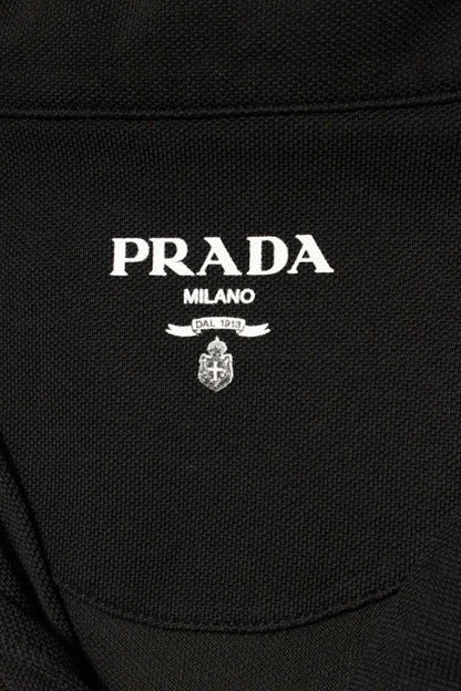 PRADA Triangle Patch Pique S/S Shirt Black Size XL