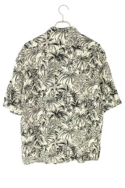 Saint Laurent Paris All-Over Print Short Sleeve Shirt White x Black Size 39