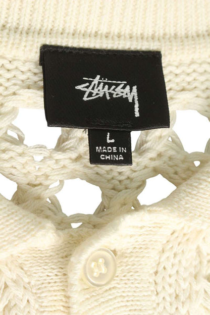 STUSSY Cotton Mesh Polo Short Sleeve Shirt White Size L