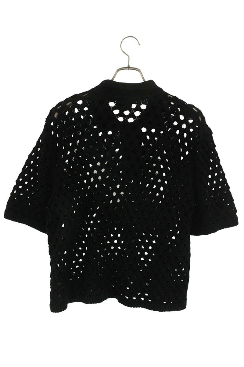 STUSSY Cotton Mesh Polo S/S Shirt Black Size L