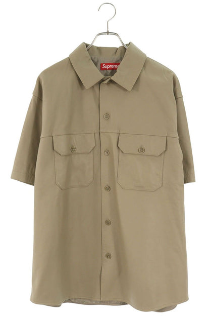 SUPREME 23AW S S Leather Work Shirt Beige Size M