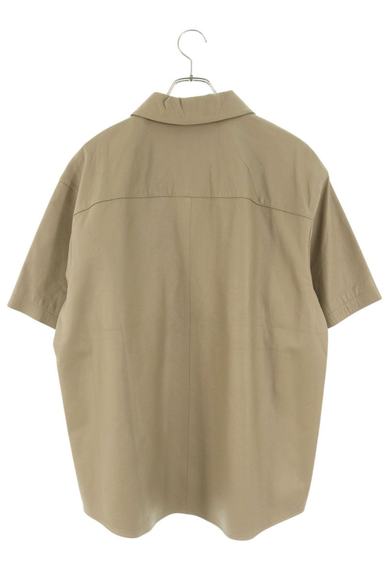 SUPREME 23AW S S Leather Work Shirt Beige Size M