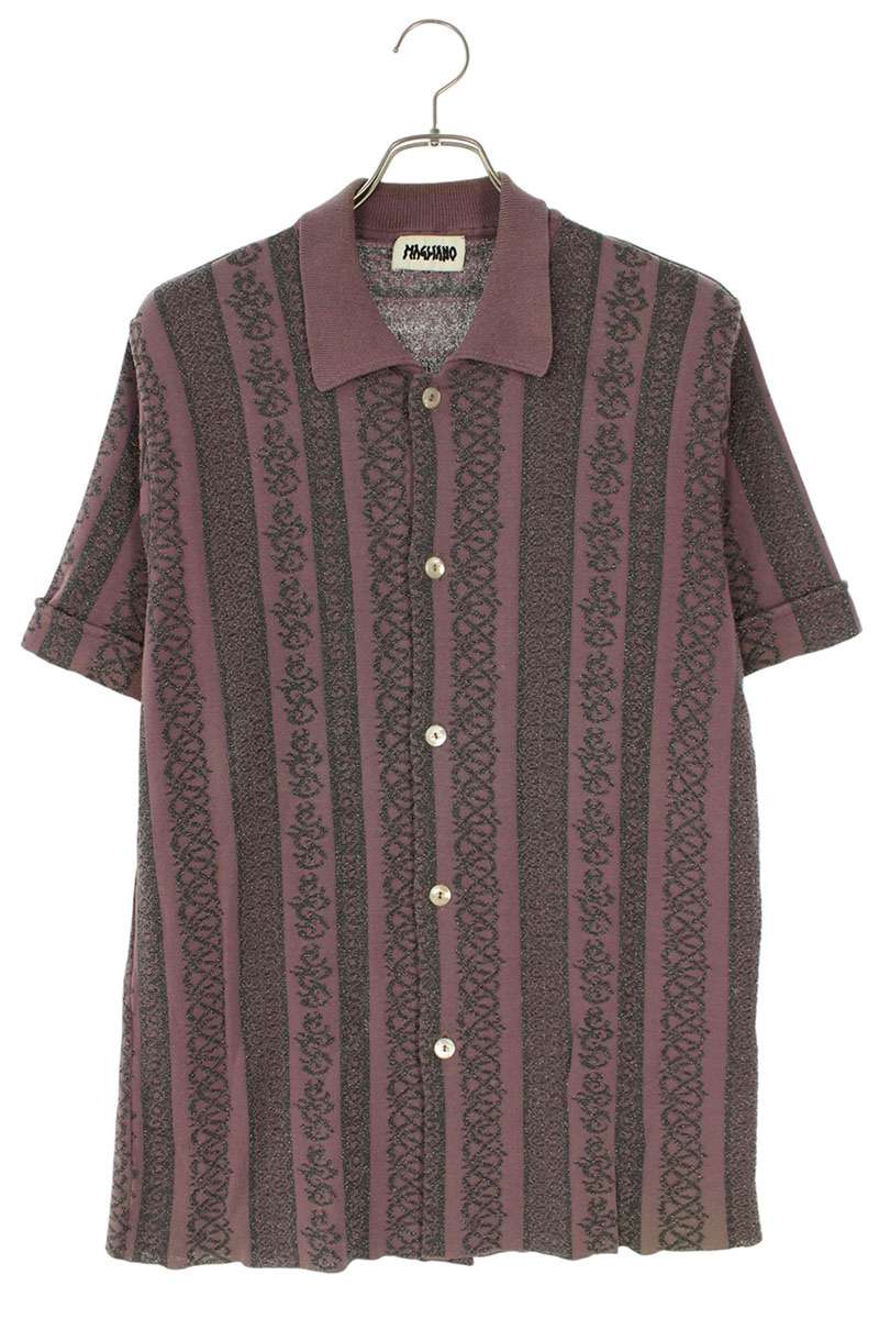 MAGLIANO All-Over Stripe S/S Shirt Purple Size XS