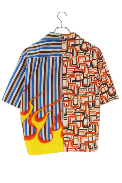PRADA 18AW Double Match Fire S/S Shirt Multi Size S