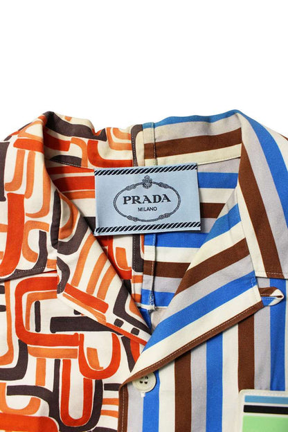 PRADA 18AW Double Match Fire S/S Shirt Multi Size S