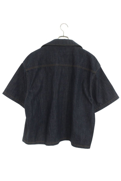 PRADA Triangle Logo Denim Short-Sleeve Shirt Size L