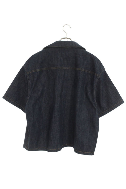 PRADA Triangle Logo Denim Short-Sleeve Shirt Size L