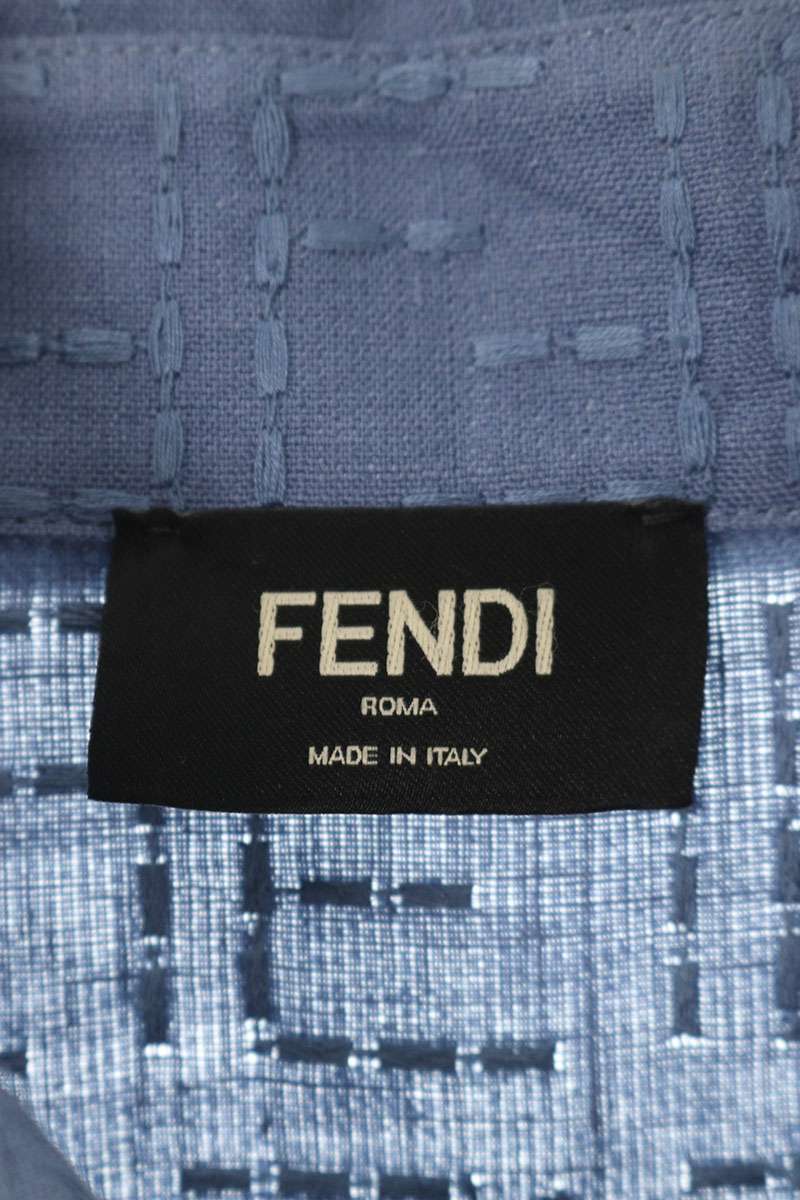 Fendi FF All-Over Print Short Sleeve Shirt Blue Size M