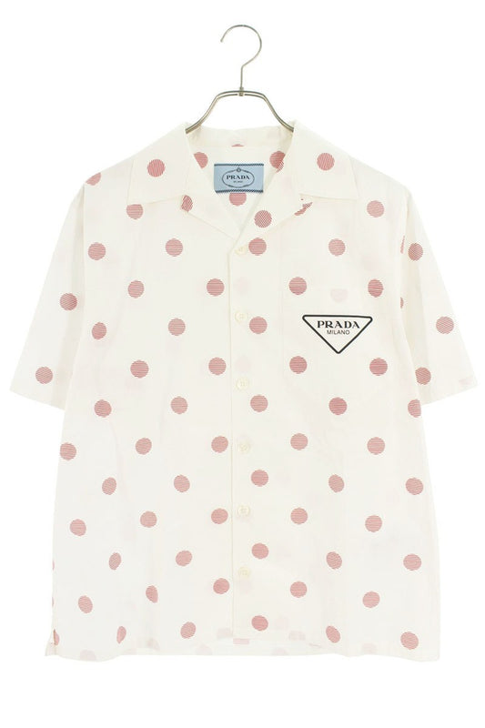 Prada Triangle Logo Dot Print Short Sleeve Shirt Size S