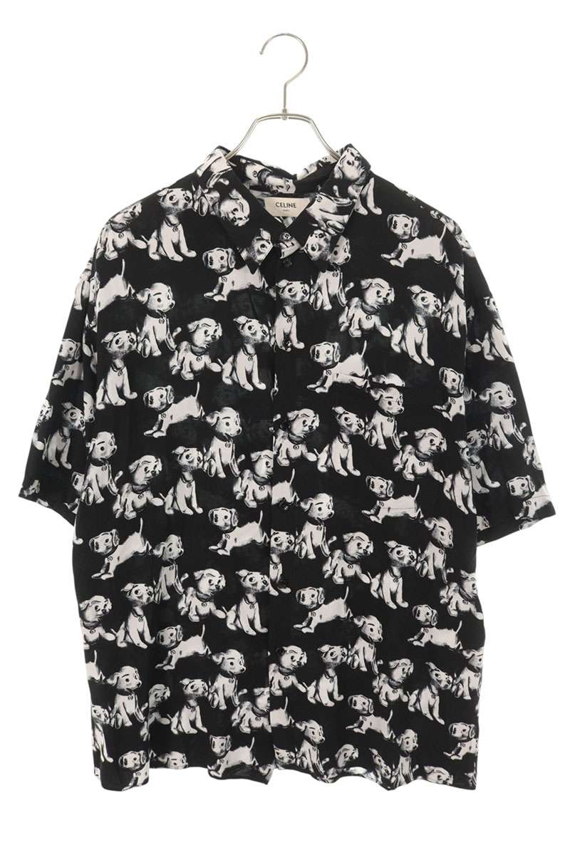 CELINE Rayon Artist Print S/S Shirt Black Size XXL