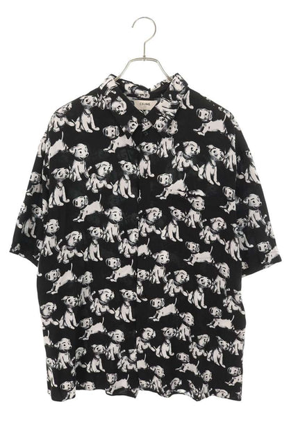 CELINE Rayon Artist Print S/S Shirt Black Size XXL