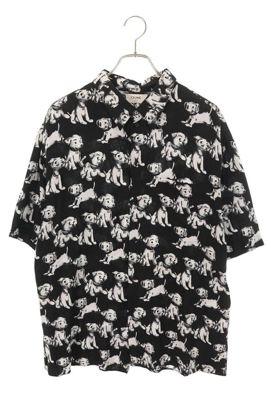 CELINE Rayon Artist Print S/S Shirt Black Size XXL